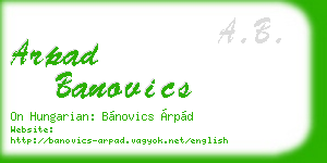 arpad banovics business card